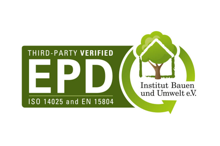  95/100000 Environmental product declaration (EPD) seal from the Institute for Building and Environment (Institut Bauen und Umwelt e.V.)