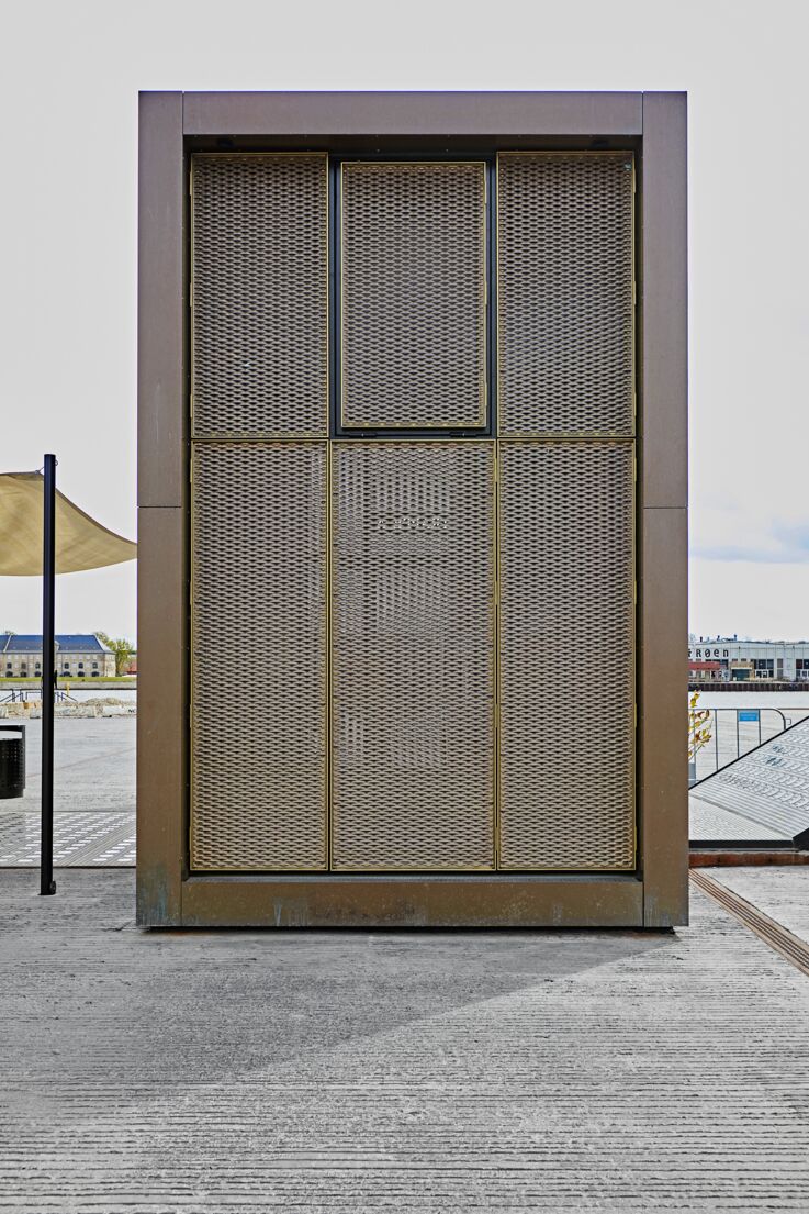 The stairwells’ unique design disguises the windows.